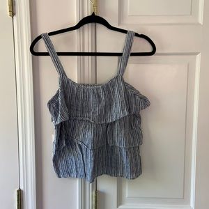 Ruffled Blue Tank Top